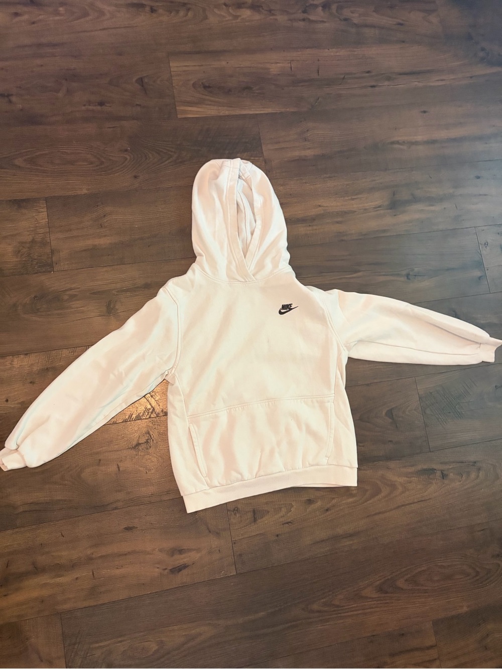 Nike Kids White Hoodie with Black Swoosh
